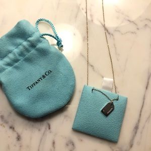 Tiffany & Co. white gold + diamond tag necklace